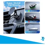 Soporte magnético cromado para auto, ideal para superficies planas. Incluye adhesivos VHB.