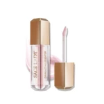 Iluminador líquido SACE LADY Diamond Highlighter color rosado con aplicador y tapa dorada.