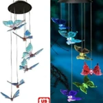 Colgantes solares LED con forma de mariposa que cambian de color, ideales para decorar jardines.