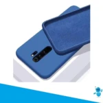 Funda de silicona azul para Redmi Note 8, con interior suave y cámaras expuestas.