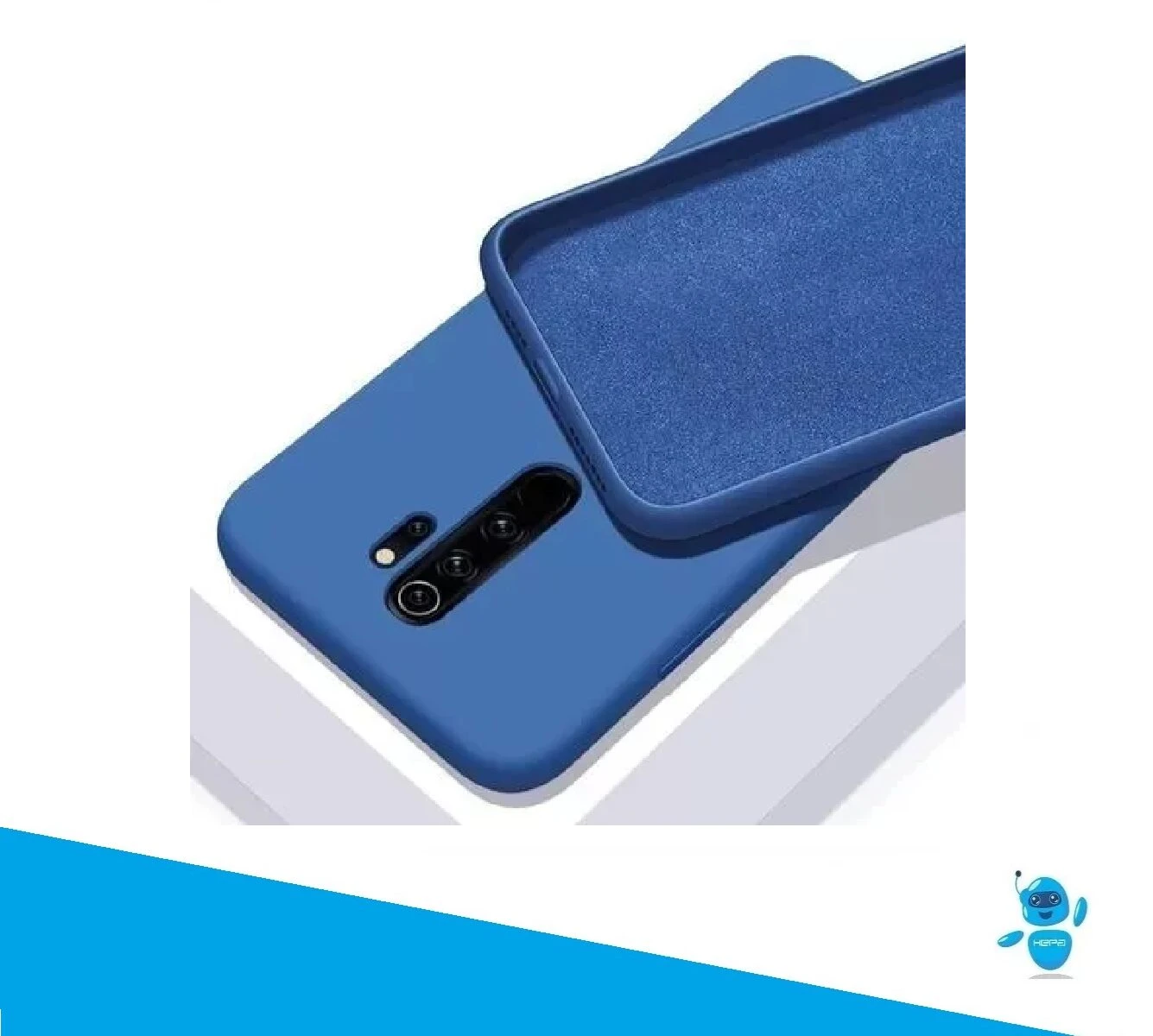 Funda de silicona azul para Redmi Note 8, con interior suave y cámaras expuestas.