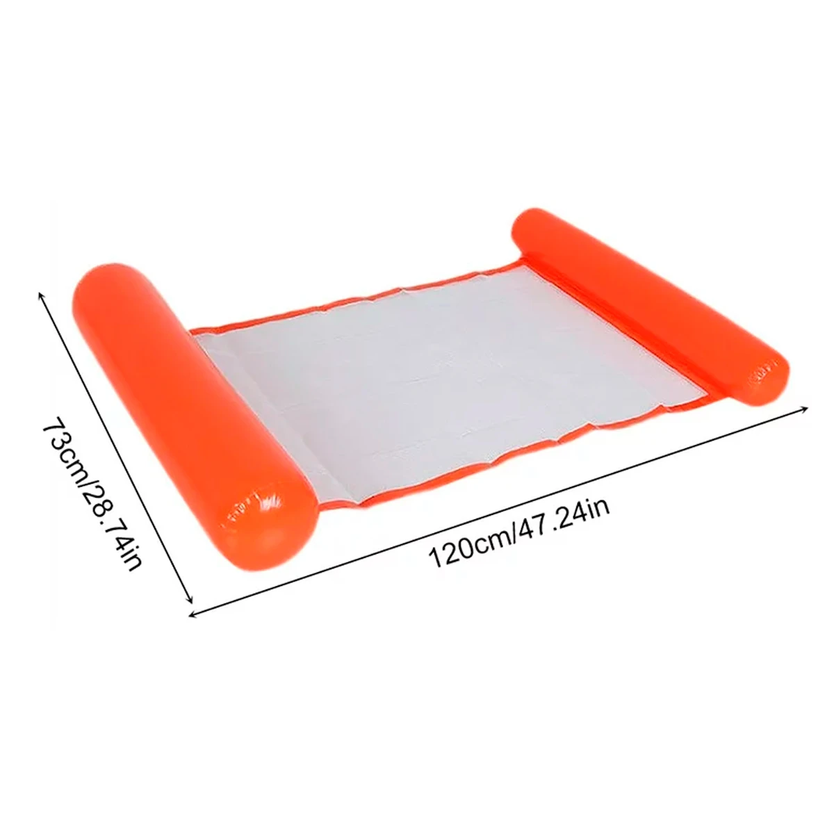 Hamaca flotador naranja para piscina, 120x73cm, para adultos, con soporte inflable.