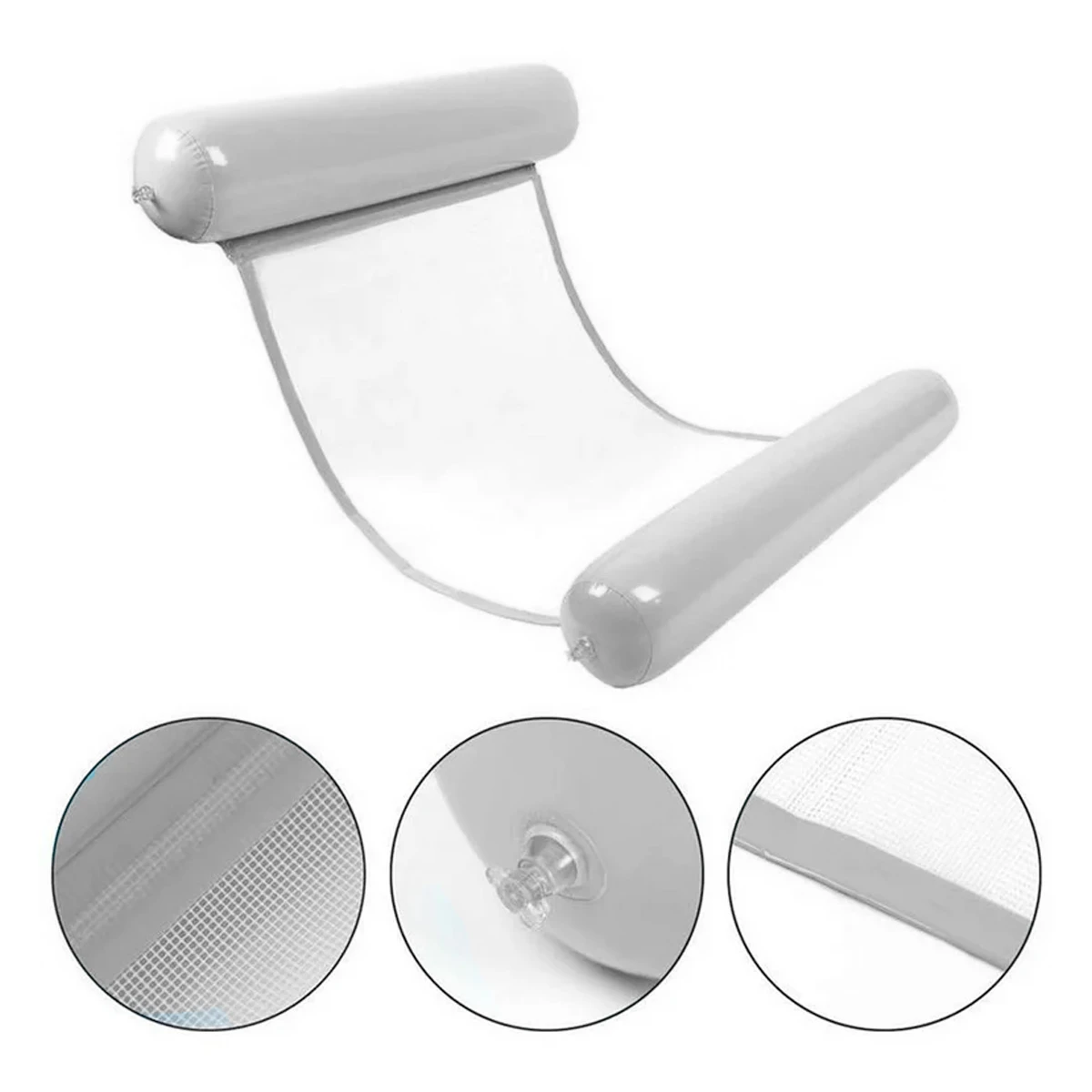 Hamaca flotador para piscina, doble cara, blanca, inflable, con malla transpirable para adultos.