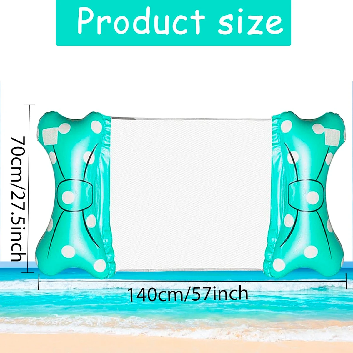Hamaca inflable para piscina para niños con diseño de lazo, mide 140cm de largo y 70cm de alto.
