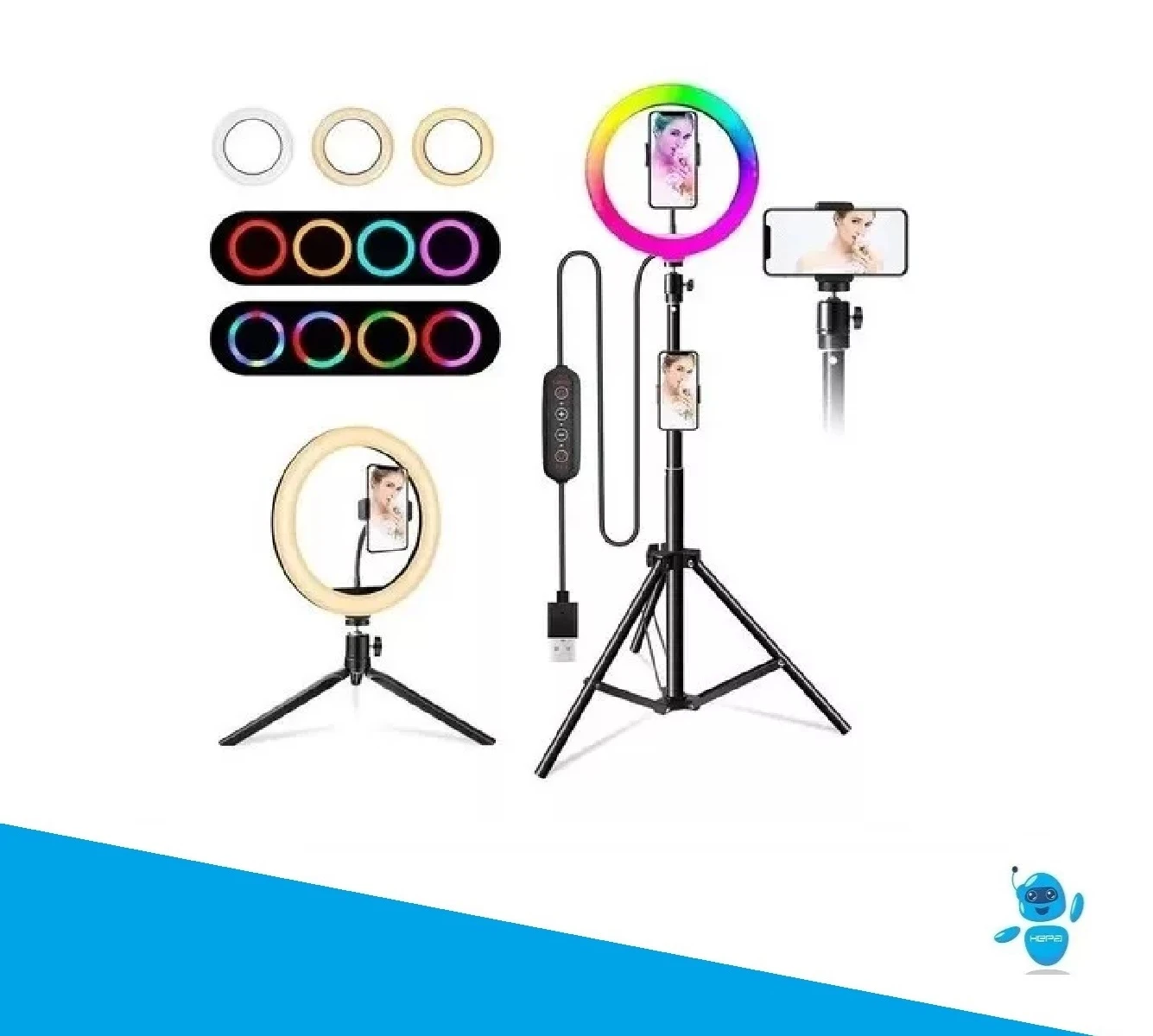 Aro de Luz LED RGB 26cm con Trípode - Mejora tus contenidos y proyectos creativos