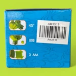 Linterna minera acuática AK3511 con ángulo de 45°, carga USB y 3 pilas AAA, diseño azul con ondas.