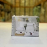 Caja de hervidor de agua eléctrico portátil blanco plegable para viajes, con dos hervidores.