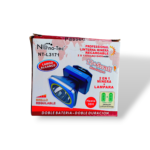 Linterna minera recargable NT-L3171, azul y plateada, 12+5W, larga distancia y brillo regulable.