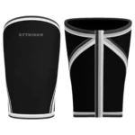 Rodilleras de neopreno negras con diseño STTRIKER, compresión y soporte para deporte.