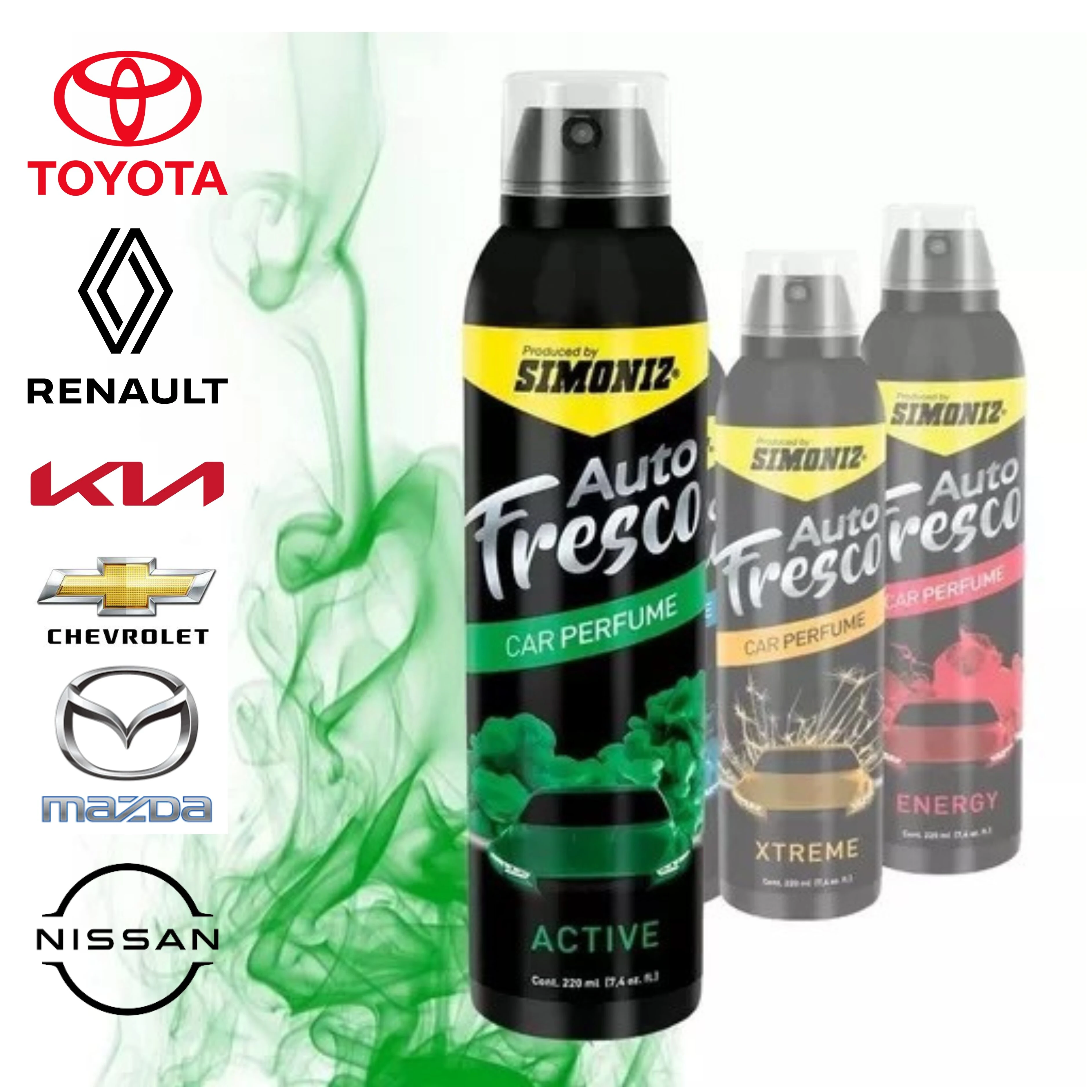 Ambientador Auto Fresco Simoniz Active, en lata negra, para carro, elimina olores.
