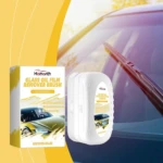 Limpiador de parabrisas Homonth en envase blanco con auto deportivo y cuchilla de limpiaparabrisas, 120ml.