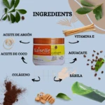 Crema de tratamiento capilar Kaiselle Collagen, tarro con ingredientes naturales como aguacate, vitamina E y colágeno.