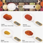 Cuchara balanza gramera digital mide líquidos, gránulos, granos y polvo, ideal para cocina.