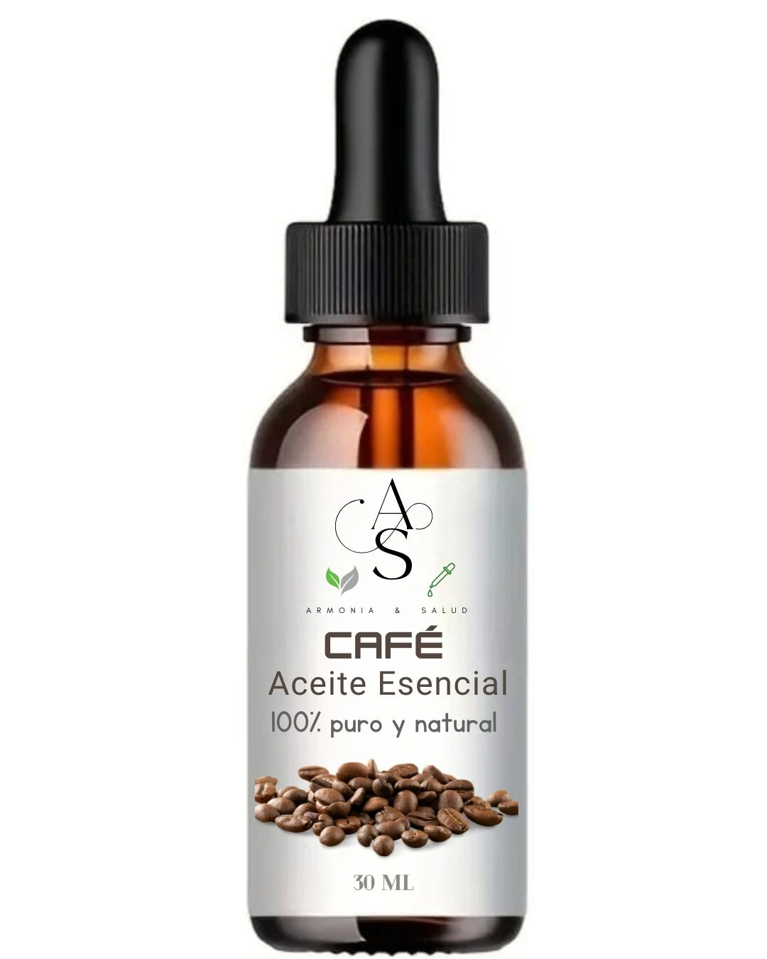 Botella de aceite esencial de café 30 ml, 100% puro y natural, con granos de café.