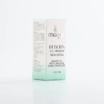 Empaque vertical del serum aclarante Reborn 4 en 1 de Mawie, caja color menta a blanco con ingredientes y beneficios detallados, contenido de 30 ml.
