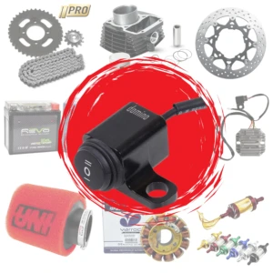 Mando interruptor Domino para exploradoras LED, color negro, con logo visible y base metálica.