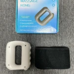Anillo masajeador corporal blanco y cinturón negro, ideal para aliviar fatiga y quemar grasa.