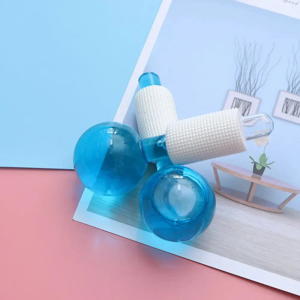 Set x2 masajeador facial bola hielo belleza, azul, superficie texturizada, ideal para revitalizar piel.