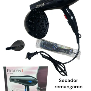Secador de cabello profesional Redden RD-2051 negro 5000W, con difusor, peine y caja.