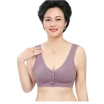 Brasier sujetador sin costura color lila, con botones frontales, para mujer.