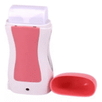 Set x2 calentador de cera roll on rosa y blanco, con tapa roja.