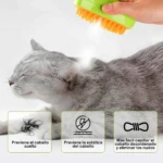 Gris cepillo masajeador quita pelos Jl02 verde, suaviza pelo gato y previene estática y nudos.