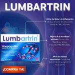 Lumbartrin para dolor e inflamación articular. Presentación en caja de 30 cápsulas.