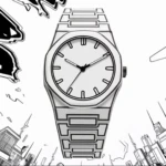 Reloj de pulso con diseño 2D tipo caricatura, color blanco con bordes negros marcados, fabricado en silicona flexible con estilo urbano minimalista.