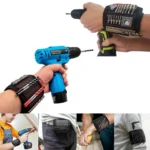 Pulseras magnéticas negras con brocas y tornillos, ideales para herramientas.