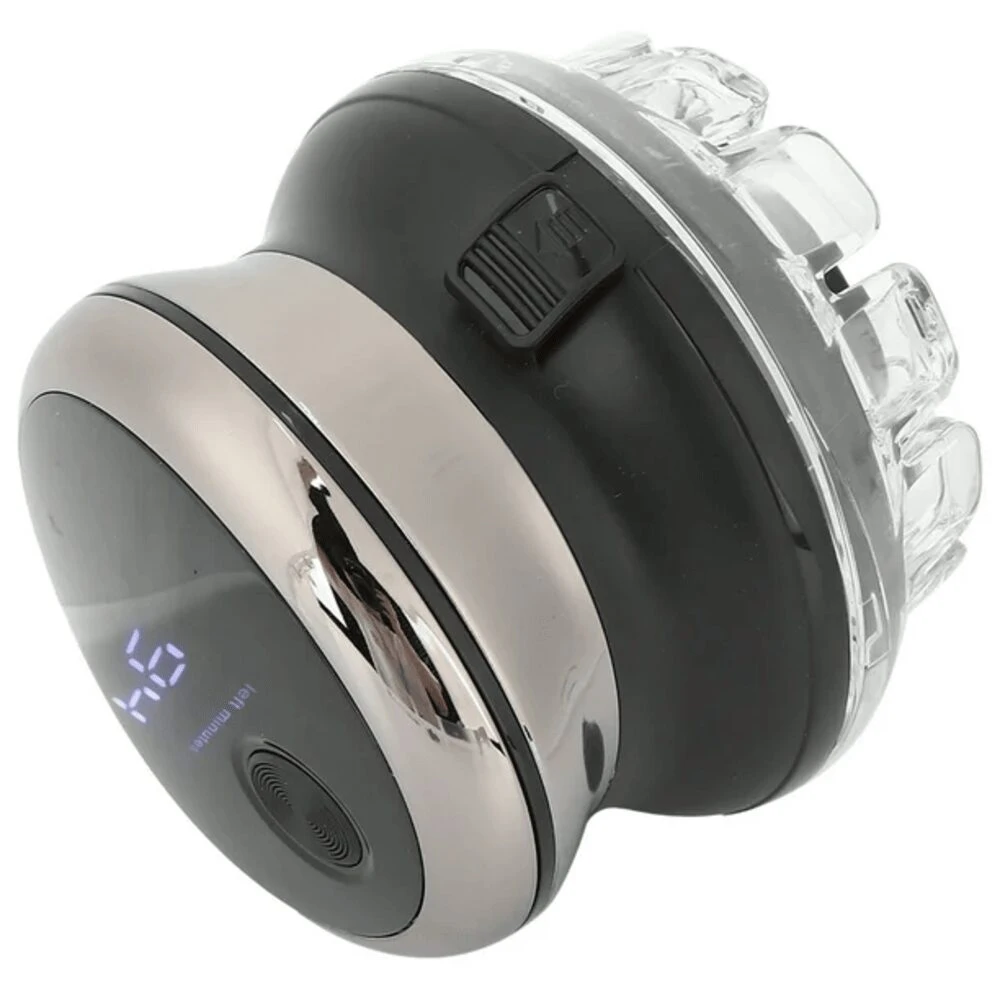 Cortadora de cabello eléctrica impermeable negra con display LED y diseño ergonómico.