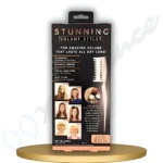 Empaque negro vertical de set x2 cepillos voluminizadores, exhibiendo el peine de dientes anchos, fotos de resultados antes y después, y sello de calidad.