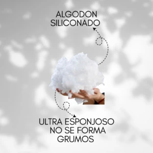 Algodón siliconado ultra esponjoso, sin grumos, ideal para almohadas.