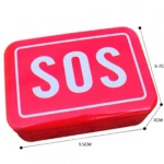 Caja metálica roja para kit de supervivencia SOS, 9.5x6.7x3cm.