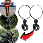 Espejos redondos negros para moto o bici con soporte ajustable.