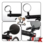 Espejos fantasmas redondos negros para manubrio de moto o bici, con clip y ajuste.