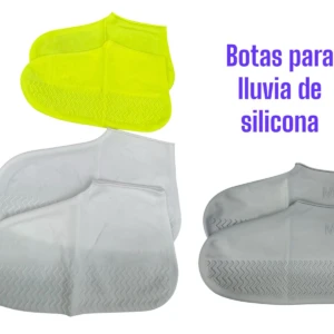 Set x2 cubrebotas de silicona grises talla M y unas amarillas, ideales para lluvia.