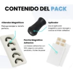 Set de dilatadores nasales magnéticos: 4 bandas, aplicador y parches adhesivos para alivio nasal.