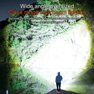 Linterna LED de 1800 mAh con haz de luz amplio y potente para exteriores.