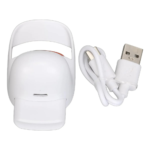 Rizador de pestañas eléctrico blanco con cable USB de carga, para curvar pestañas.