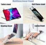 Soporte metálico ajustable para tablet, celular, laptop y lectura.