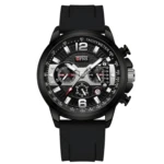 Reloj OFNS para hombre con cronógrafo, bisel taquímetro negro y correa de silicona.
