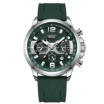 Reloj Ofsn 1304 para hombre, cronógrafo verde con banda de silicona, esfera multifunción.