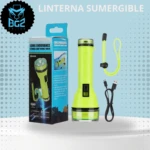 Linterna sumergible verde limón de alta resistencia, 300M, 12 horas, con cable de carga USB.