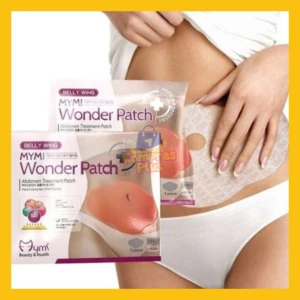 Set x2 parches adelgazantes MYMI Wonder Patch para abdomen, con diseño anatómico de color piel.