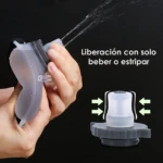 Termo deportivo de silicona gris para muñeca, a prueba de fugas, ideal para hidratación durante ejercicio.