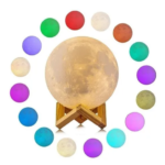 Lámpara Luna LED 16 colores 15cm con base madera - Crea ambientes relajantes para el descanso nocturno en habitaciones - Imagen 6