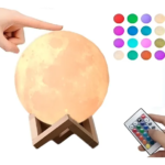 Lámpara Luna LED 16 colores 15cm con base madera - Crea ambientes relajantes para el descanso nocturno en habitaciones - Imagen 7