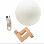 Lámpara Luna LED 16 colores 15cm con base madera - Crea ambientes relajantes para el descanso nocturno en habitaciones - Imagen 2