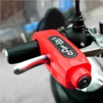 Candado rojo para manilar de moto o bicicleta, diseño Caps, bloquea freno.