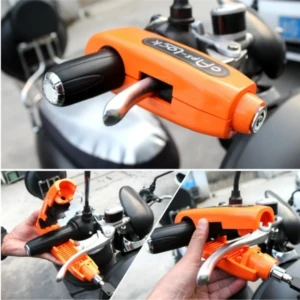 Candado naranja Caps para manilar de moto o bicicleta, bloquea acelerador y freno.